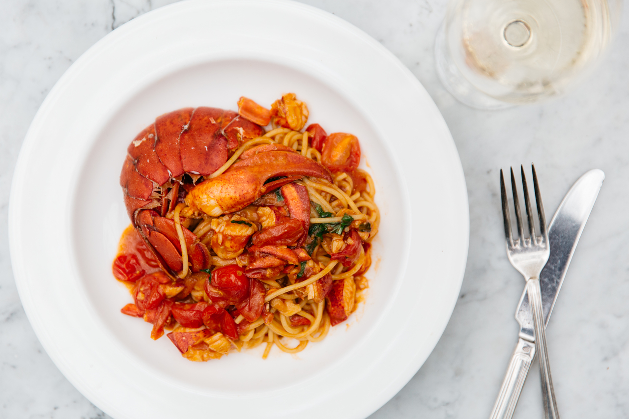 Spaghetti with Maine lobster