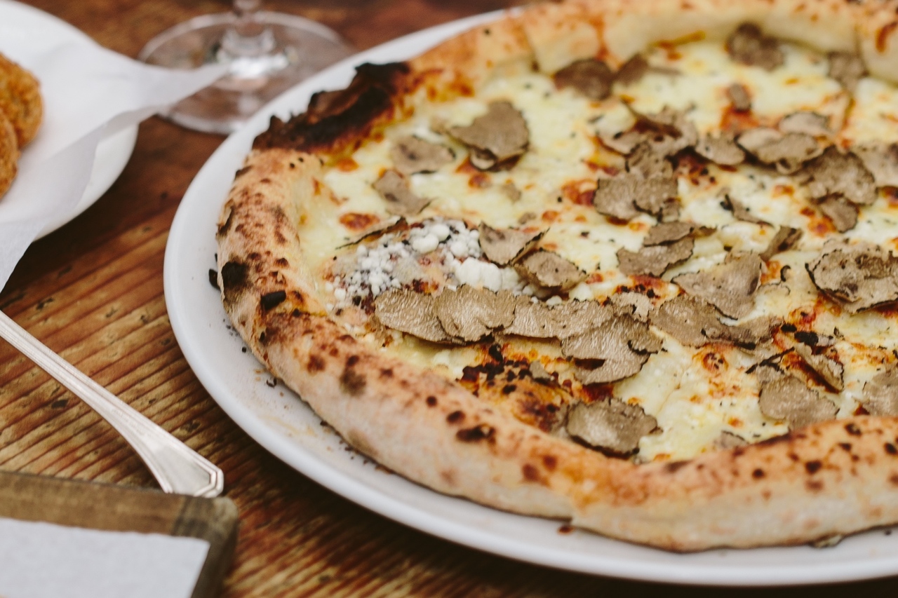 Truffle and goat's cheese pizza